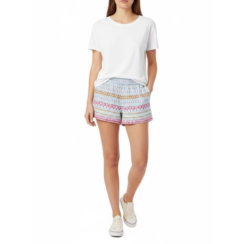 BCBGMAXAZRIA Aqua Geometric Print Smocked Shorts Size M
